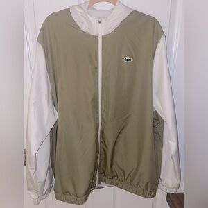 Lacoste men’s 3Xl jacket hooded zip beige white